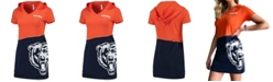 Refried Apparel Women's Orange, Navy Chicago Bears Hooded Mini Dress